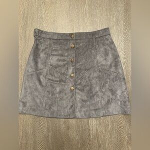 BOUTIQUE SHOE FLY GREY BUTTON UP FAUX SUEDE MINI SKIRT - *altered* SKU:236